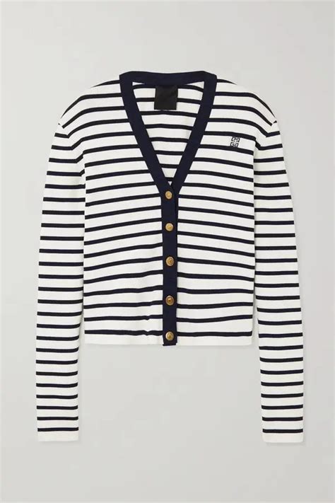 givenchy cardigan 3 4 flower|GIVENCHY Striped cotton cardigan .